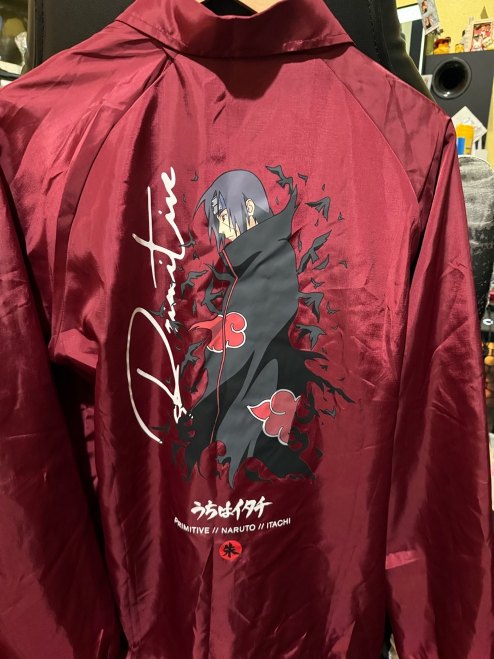 Primitive Naruto Shippuden Coach Jacket - Burgundy & Black